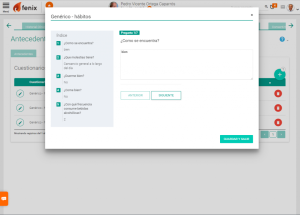 Muestra de un cuestionario de Fenix