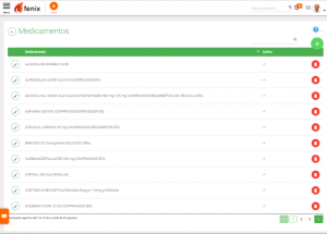 Pantalla de Fenix con la gestión de medicamentos